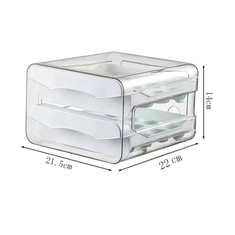 Refrigerator Egg Storage Box – 2-Tier, 30-Egg Capacity & Pull-Out Drawers