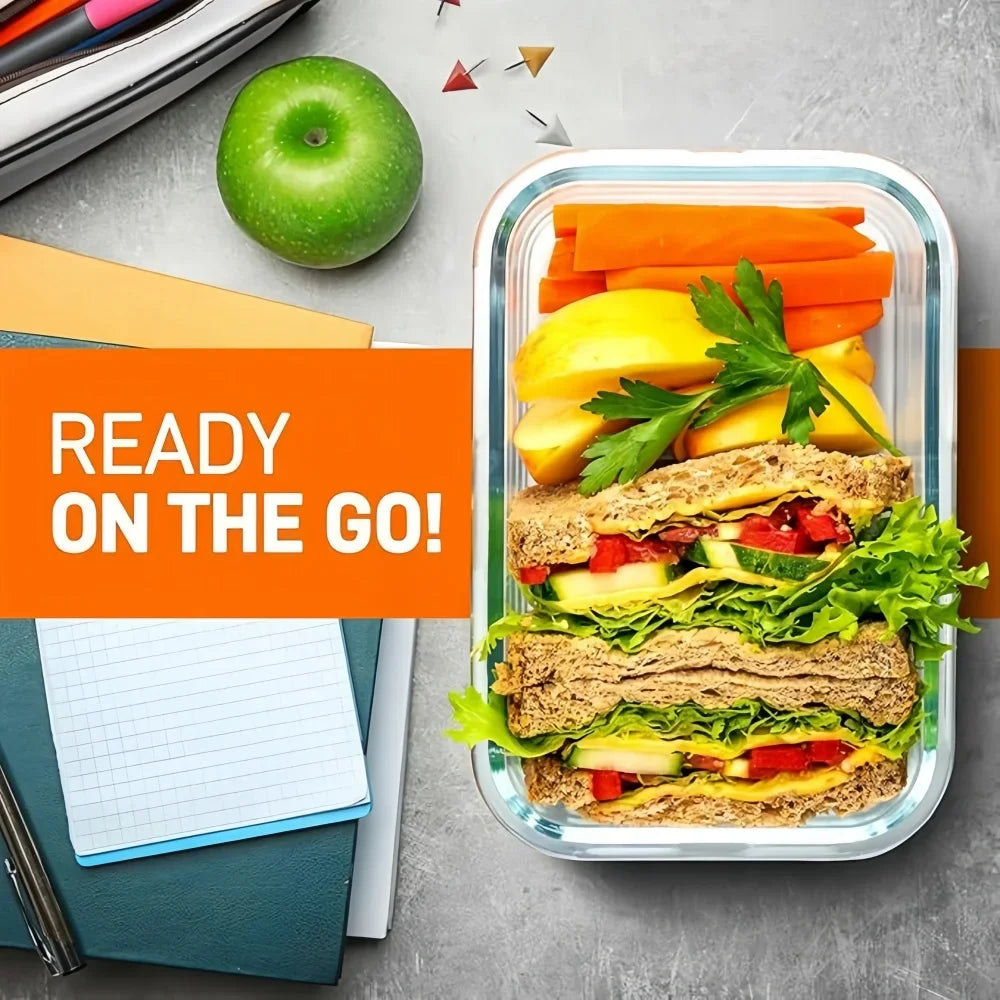 Glass Food Storage Container Set – 5 Airtight Lids, Borosilicate & Oven-Safe