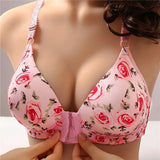 Plus-Size Floral Front Closure Bra - Comfortable & Stylish Support