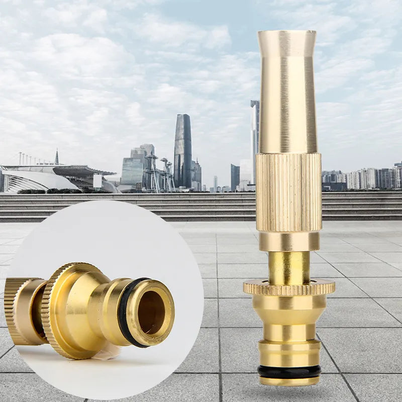 Adjustable High-Pressure Hose Nozzle – Brass & Stainless Steel, Fan/Jet Modes & 180 g