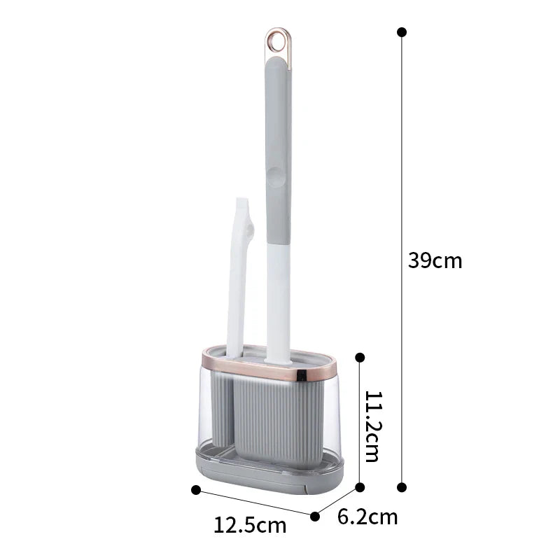 Silicone Toilet Brush Set – Wall Holder, Drain Cleaner & Drip Tray