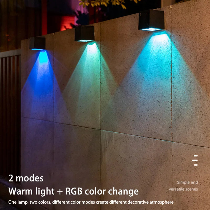 Solar LED Wall Light – RGB Color Change, Cordless & Outdoor Waterproof