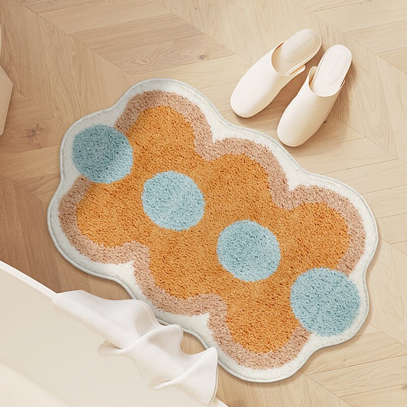 Non-Slip Bath Rug – Geometric Pattern, Absorbent Polyester & TPR Anti-Slip Backing