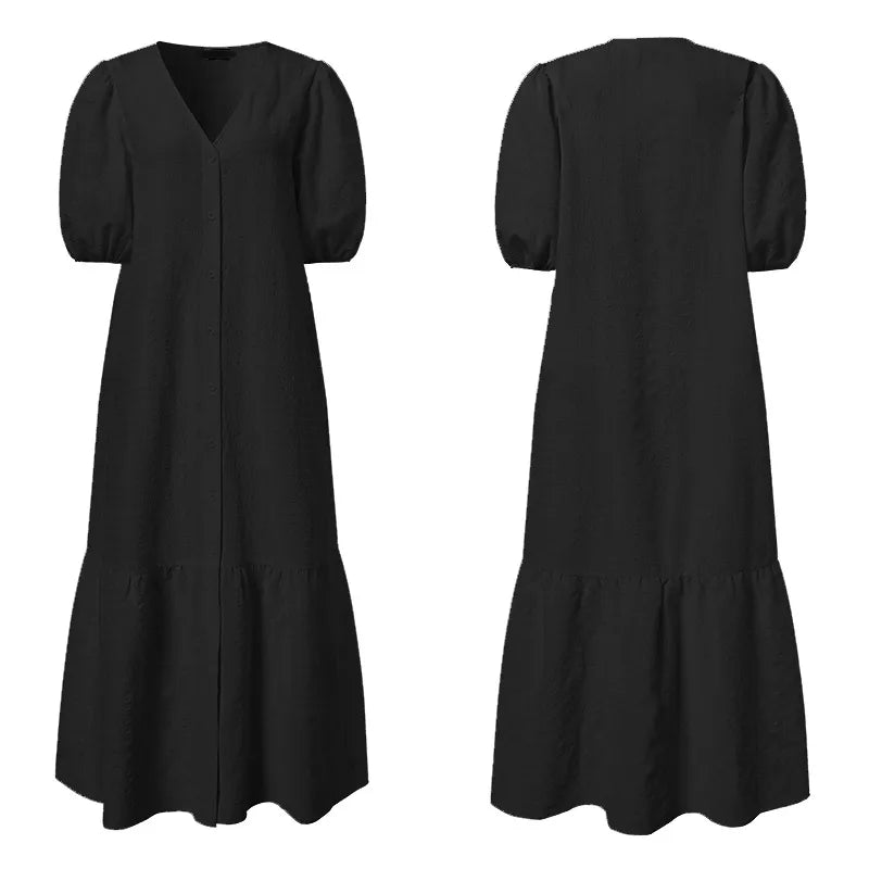 Plus-Size V-Neck Maxi Dress - Elegant & Flattering Sexy Evening Wear