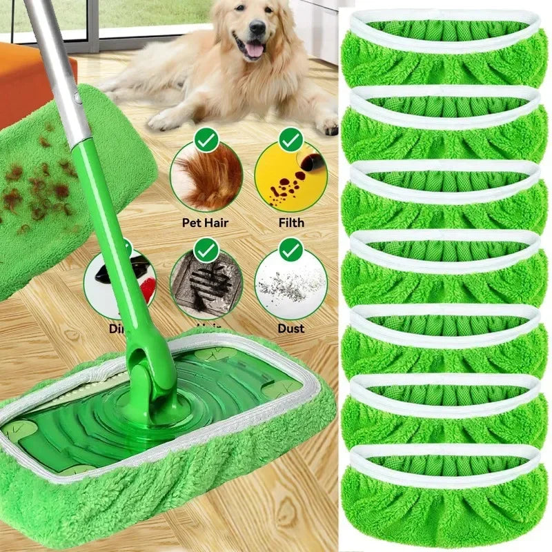 Reusable Microfiber Mop Pads 6-Pack – Machine Washable & Standard Flat Mop Fit