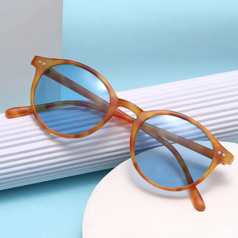 SunnyStyle Leopard-Print Retro Round Polarized Sunglasses