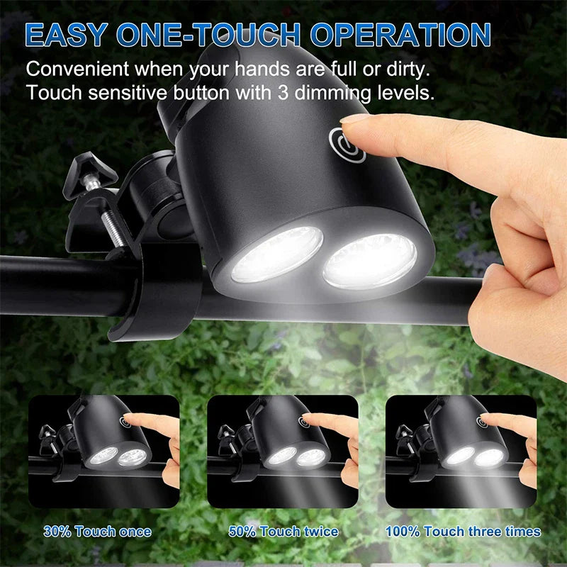 LED BBQ Grill Light – 360° Swivel, Dual-Head LED & Clip Mount