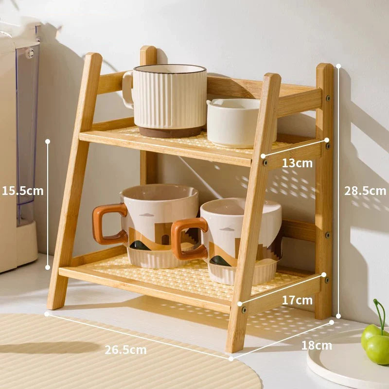 Optimized Product Title: **2-stöckiges Bambus-Küchenregal – Vielseitiger Organizer für Küche, Schreibtisch & Wohnraum – Platzsparend & Stilvoll**