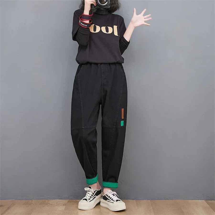 Wide-Leg Oversized Ankle-Length Jeans for Fall - Trendy & Comfortable Women's Denim