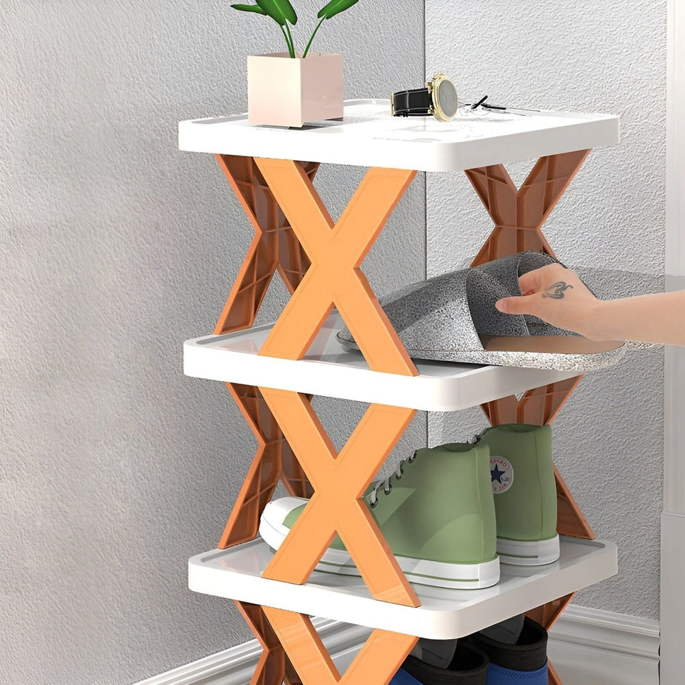 Foldable Shoe Rack – Plastic, 3–7 Tiers, Holds Up to 14 Pairs
