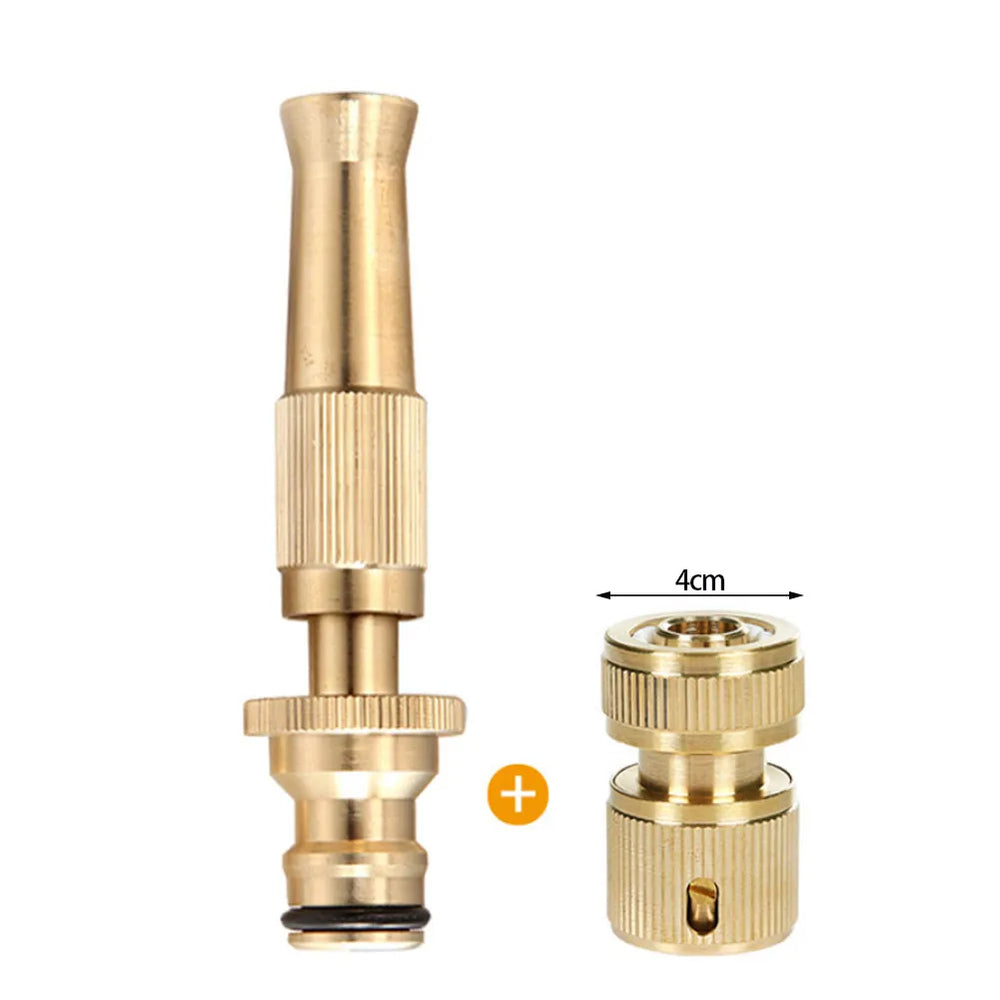 Adjustable High-Pressure Hose Nozzle – Brass & Stainless Steel, Fan/Jet Modes & 180 g