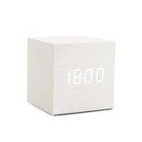Wooden LED Alarm Clock – Temperature Display, Sound Activation & USB/Battery Power