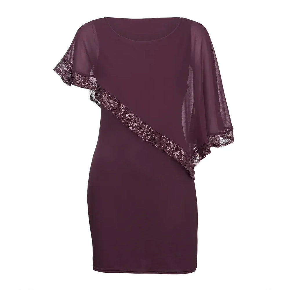 Elegant Plus-Size Sequined Fall Dress - Perfect for Special Occasions