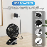 Clip-On Desk Fan – 6000 mAh Battery, 5 Speeds, 90° Tilt & LED Display