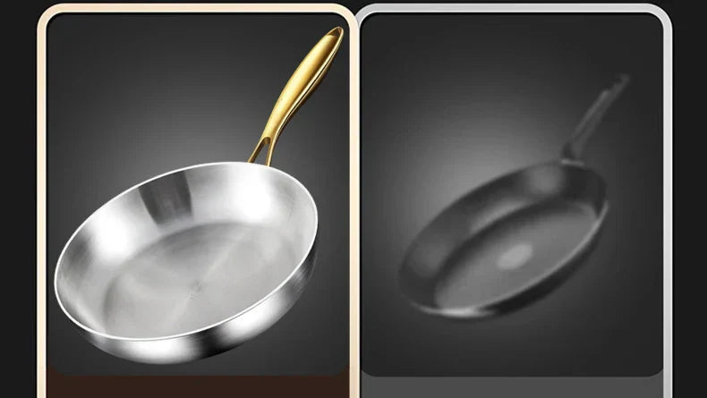 316 Stainless Steel Frying Pan – 7-Ply Uncoated, Gas & Induction Compatible