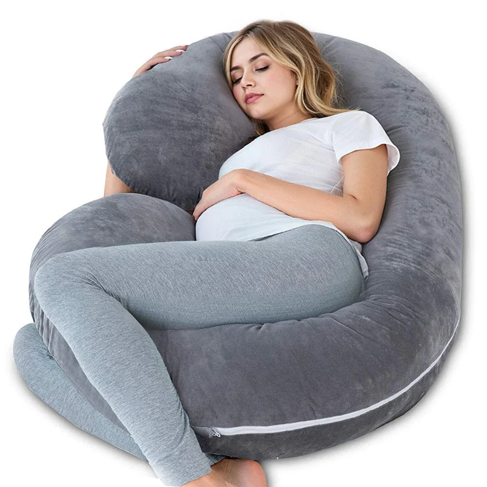Pregnancy Pillow – G-Shape Full Body Support, Removable Velour Cover & Zipper