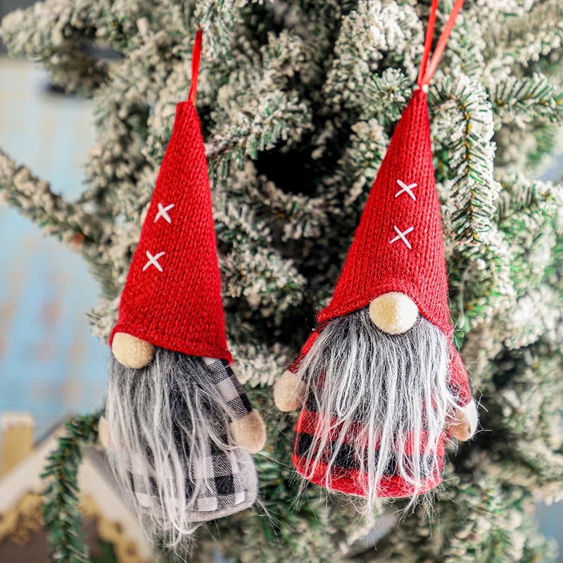 Plush Christmas Gnomes with Jingle Bells and Holly – Buffalo Check Set