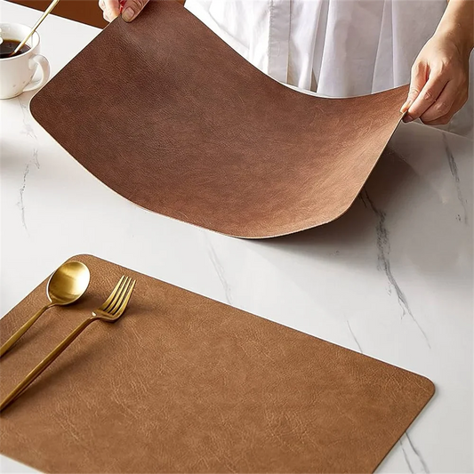 Faux Leather Placemats – Double-Sided Design, Heat Resistant & Waterproof