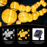 Solar LED Lantern String Lights – IP65 Waterproof, 8 Modes & Warm White