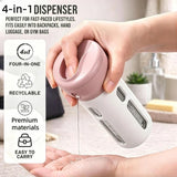 4-in-1 Travel Dispenser Bottle – Refillable, Leak-Proof & 4 Chambers