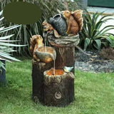 BowLift | Lunaverde Solar Deco Fountain Duck & Squirrel | Garden Figure with LED Light | Weatherproof Resin | For Terrace & Balcony