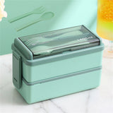 1400ml Double Layer Bento Box | Portable Lunch Box with Fork & Spoon – Microwave Safe Food Storage for Kids & Adults