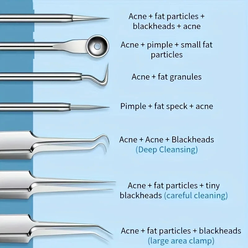 Blackhead Remover Tool Set – 8-Piece Stainless Steel & Storage Case