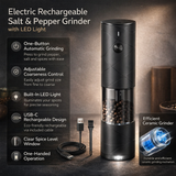 Salt Pepper Grinder Electric Rechargeable LED Light