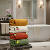 Fruit Embroidery Bath Towel – Soft Absorbent Cotton, 35×75 & 70×140cm, Avocado & Strawberry