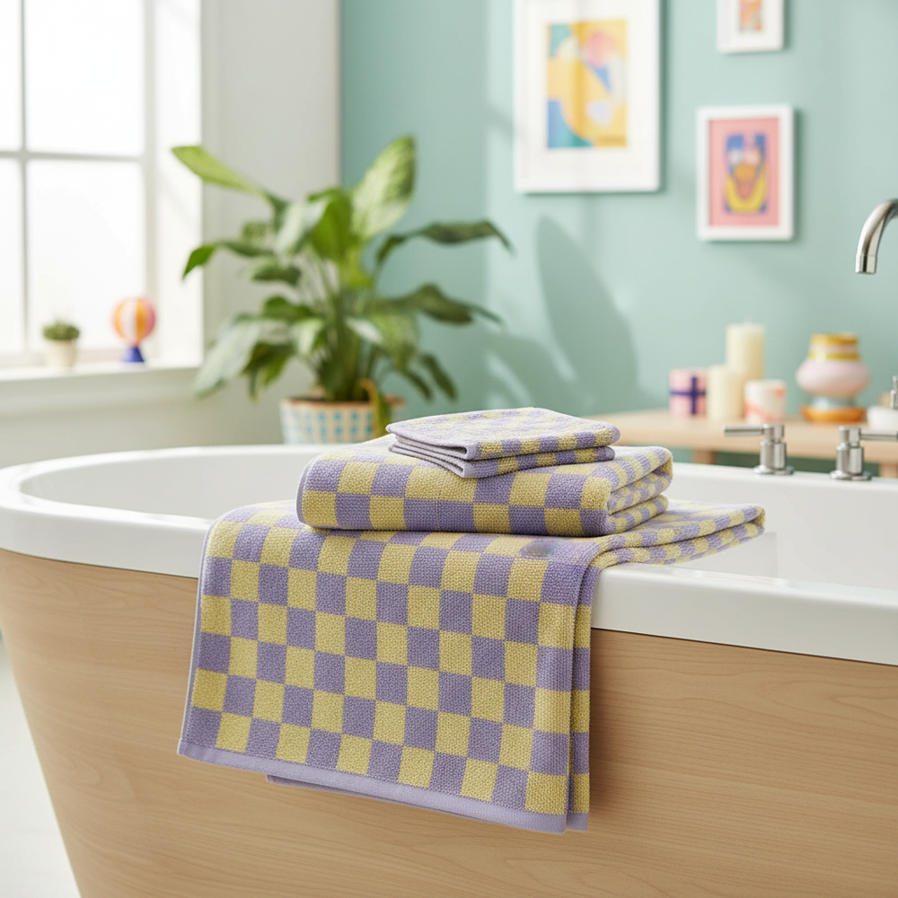 100% Cotton Towel Set – Damask Pattern, 35×75 & 70×140cm, Ultra-Soft & Absorbent