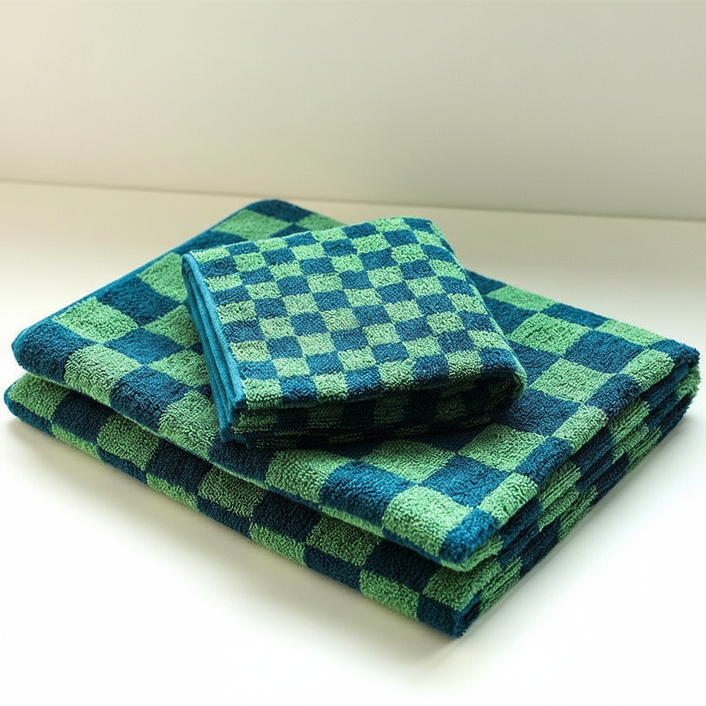 100% Cotton Towel Set – Damask Pattern, 35×75 & 70×140cm, Ultra-Soft & Absorbent