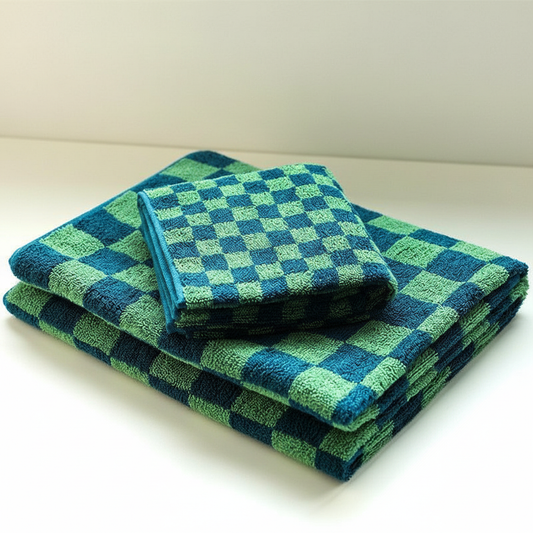 100% Cotton Towel Set – Damask Pattern, 35×75 & 70×140cm, Ultra-Soft & Absorbent