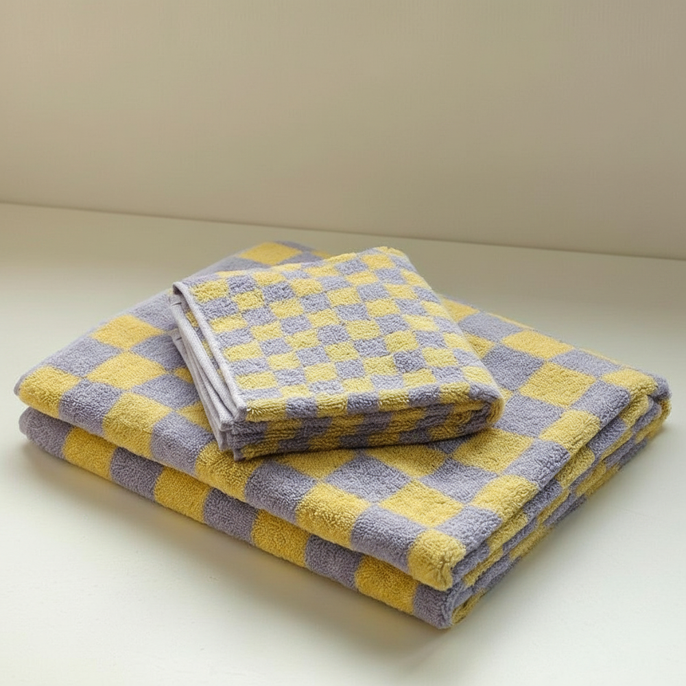 100% Cotton Towel Set – Damask Pattern, 35×75 & 70×140cm, Ultra-Soft & Absorbent