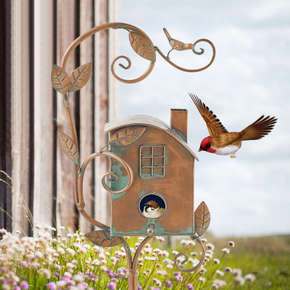 Kalsten | Metal art birdhouse garden stake - Talart