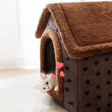 Weiches Tierhaus-Bett für Katzen und kleine Hunde – Gemütliches Schlafhäuschen mit Kuschelfunktion