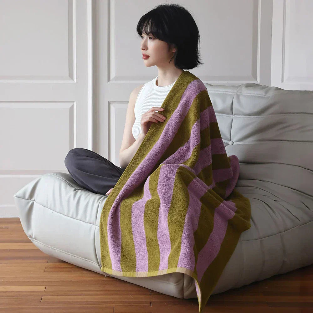 Striped Cotton Bath Towel – 100% Combed Cotton, Hotel Quality & Quick-Dry