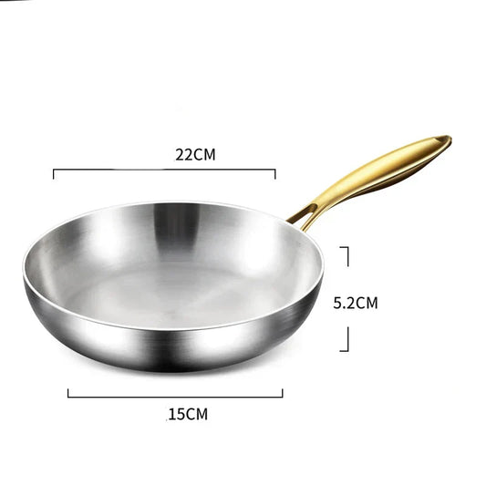 316 Stainless Steel Frying Pan – 7-Ply Uncoated, Gas & Induction Compatible