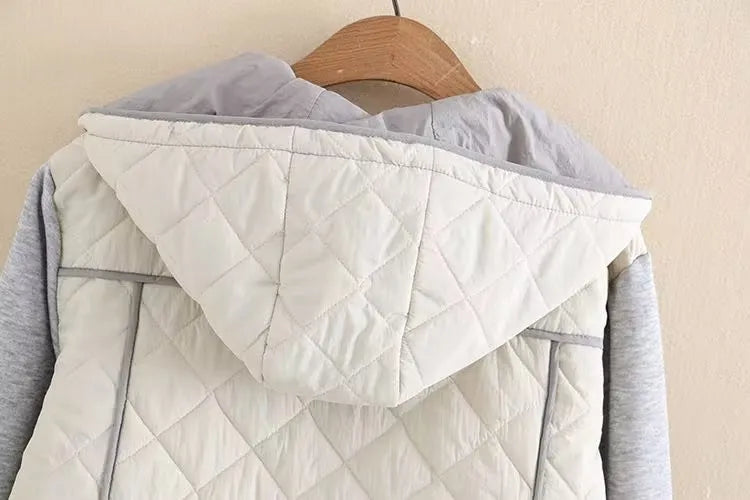 Plus Size Diamond-Quilted Hooded Jacket - Stylish Fall Edition for Women