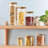 Glass Storage Jars with Wooden Lids – Airtight, Set of 5 & 300-950ml