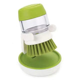 Dish Brush with Soap Dispenser – Ergonomic Grip, Refillable & Countertop Stand