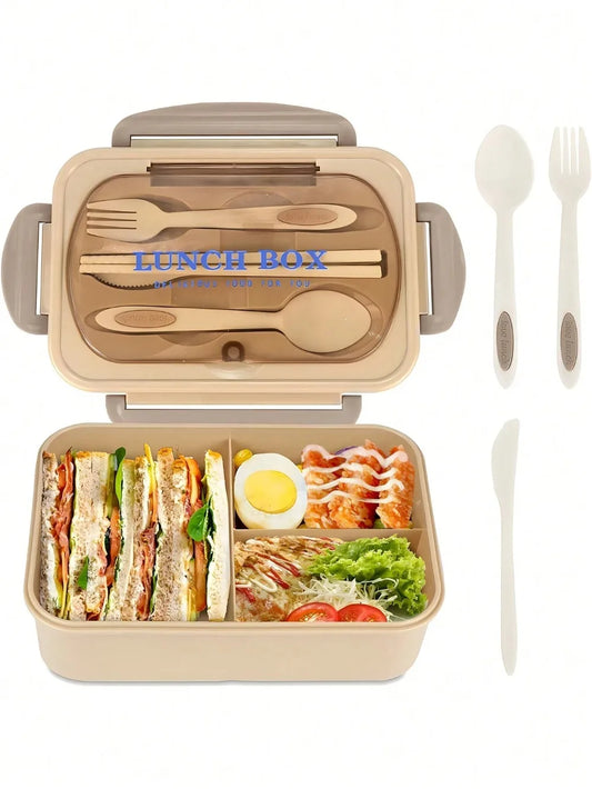 Bento Lunch Box – 4 Compartments, Leak-Proof Design & Included Utensils