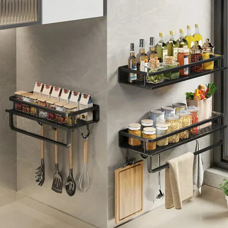 MetroRack – Modern Black Kitchen Wall Shelf