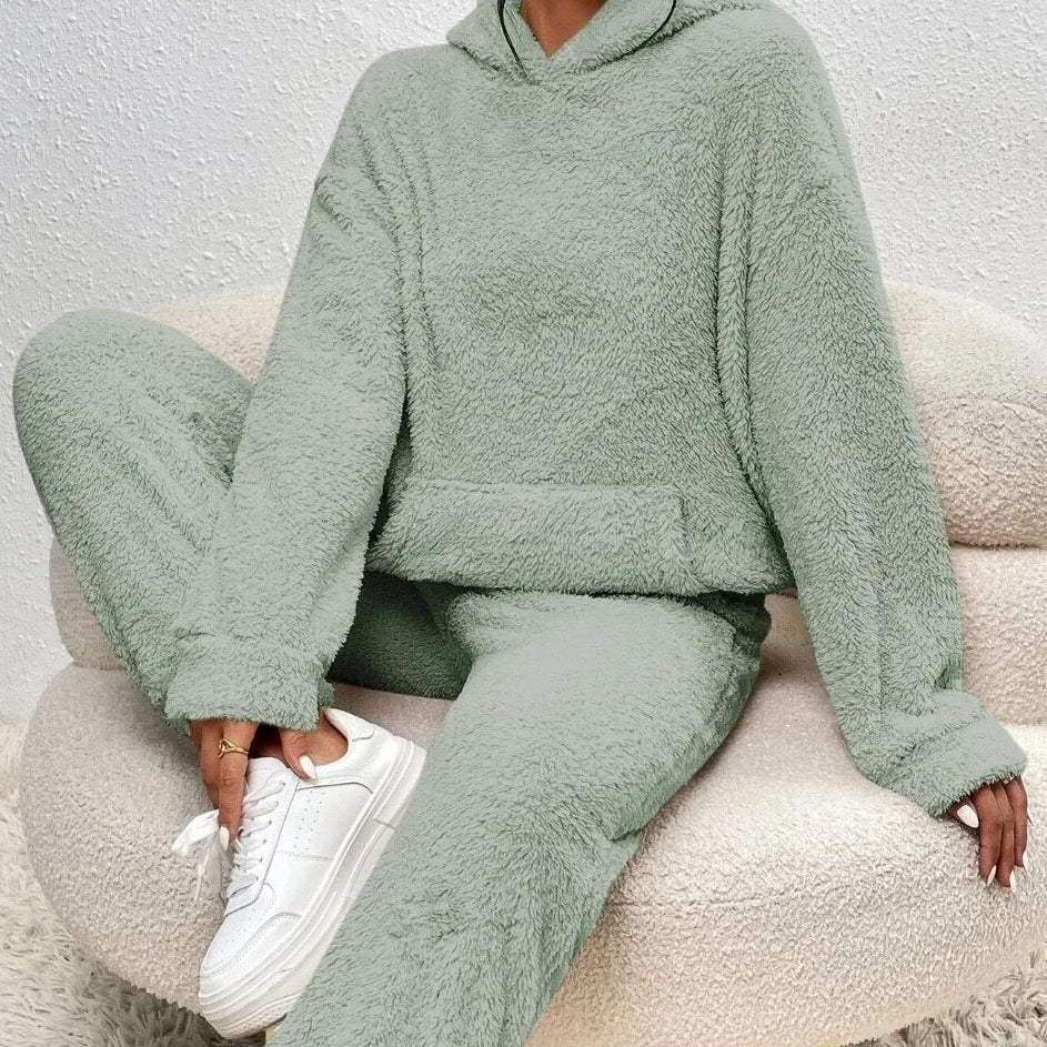Ultra-Comfortable Hooded Teddy Loungewear Set - Lana