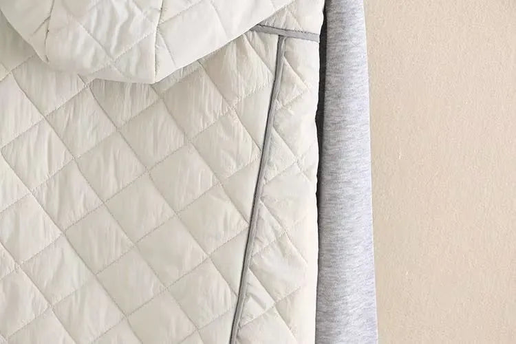 Plus Size Diamond-Quilted Hooded Jacket - Stylish Fall Edition for Women