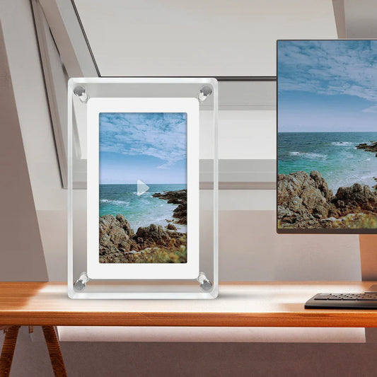ClearFrame Digital Photo Frame – Acrylic Design, IPS Display & Built-In Battery