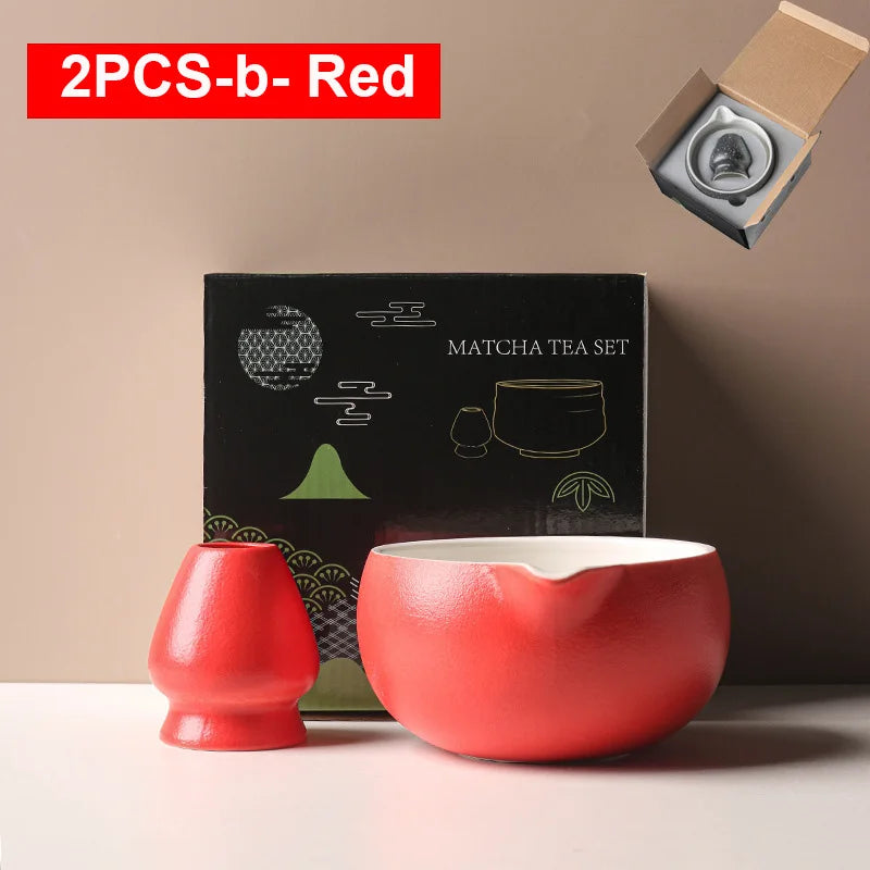 Japanese Matcha Bowl Set Green 550ml Ceramic with Spout for Tea Ceremony