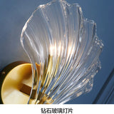 Glass Shell Wall Light – E14 Socket, Gold Metal Fixture & Clear/Cognac Glass