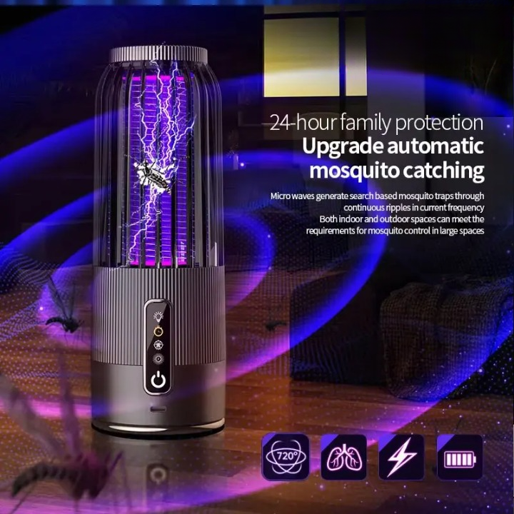 Electric UV Mosquito Trap – Rechargeable, 24-Hour Runtime & Portable Camping Lamp