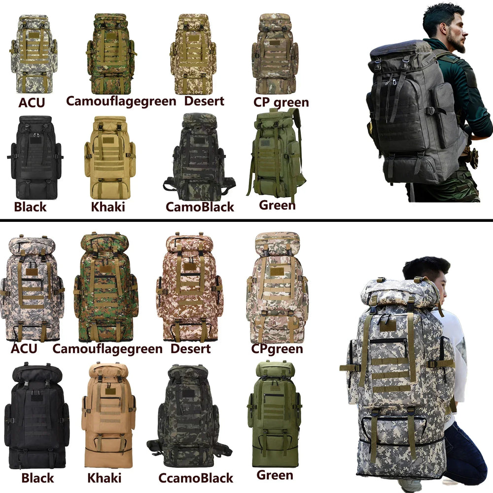 Tactical Hiking Backpack – 80L-100L, MOLLE System & Padded Hip Belt