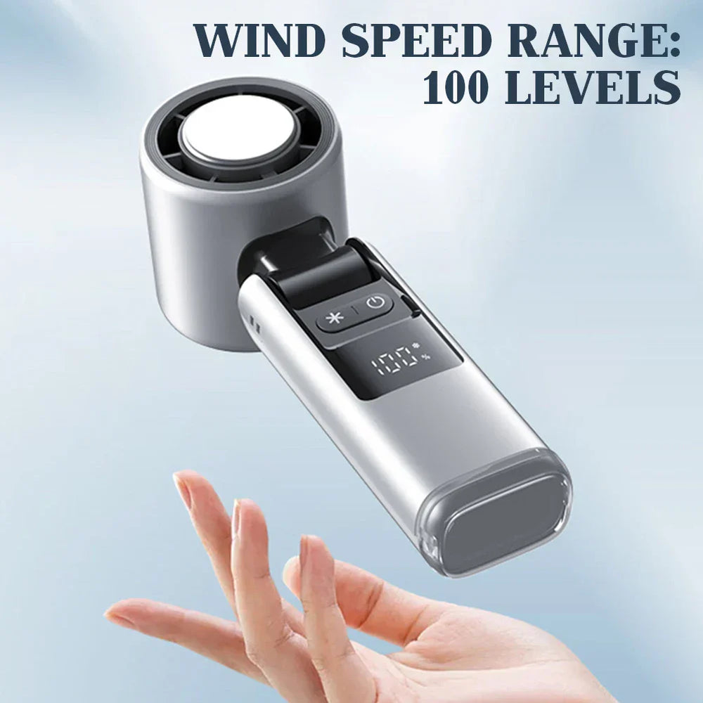 Mini Handheld Fan – 100 Speeds, 4000mAh Rechargeable & Digital Display